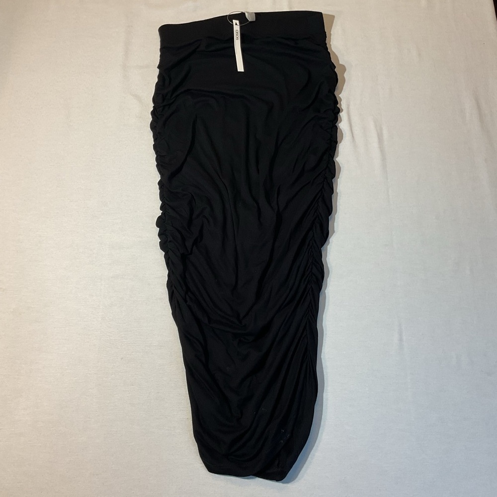 Asos NWT Women's Black Stretch Sinched Side's Long Skirt Cocktail Party Size 4